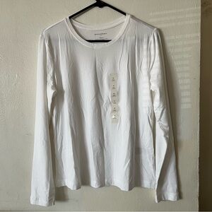Banana Republic White Crewneck Long Sleeve Tee